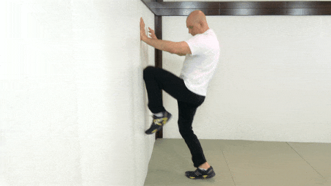 The skip knees on wall drill